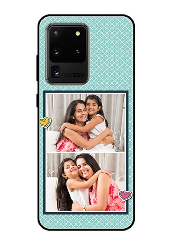 Galaxy S20 Ultra Custom Glass Phone Case  - 2 Image Holder with Pattern Design