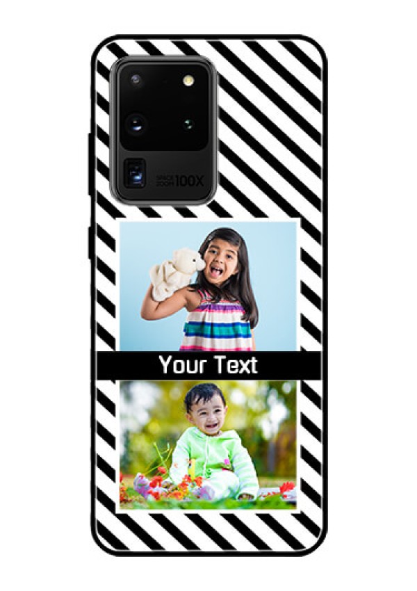 Galaxy S20 Ultra Photo Printing on Glass Case  - Black And White Stripes Design