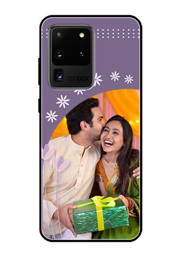 Galaxy S20 Ultra Custom Glass Mobile Case  - Lavender flowers design 