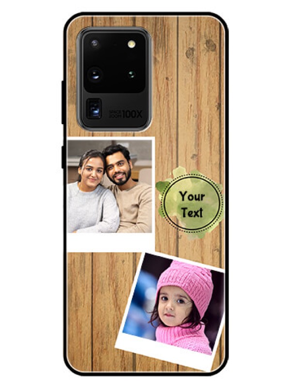 Custom Galaxy S20 Ultra Custom Glass Phone Case  - Wooden Texture Design