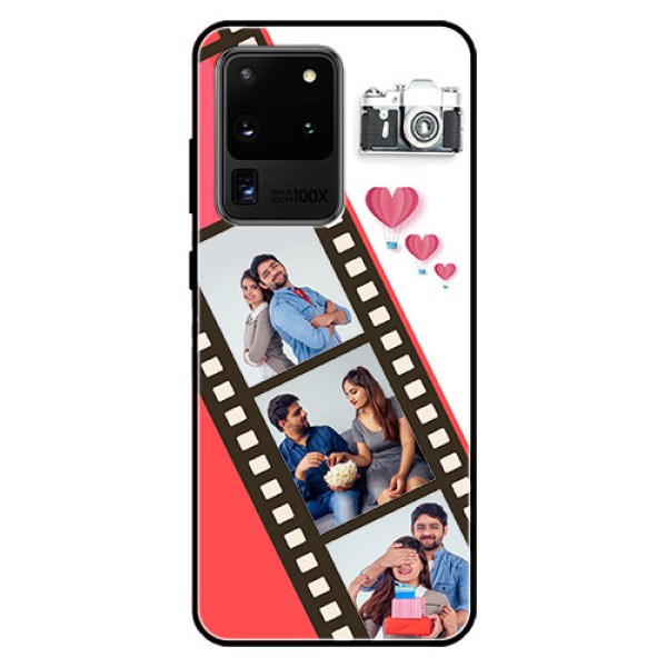 Galaxy S20 Ultra Personalized Glass Phone Case - 3 Image Holder with Film Reel Galaxy S20 Ultra Personalized Glass Phone Case - 3 Image Holder with Film Reel