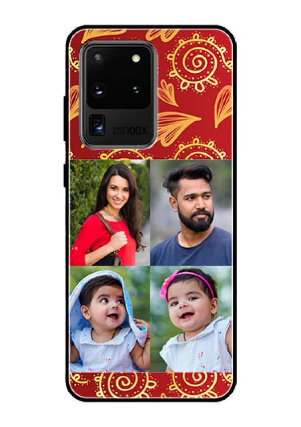 Galaxy S20 Ultra Photo Printing on Glass Case  - 4 Image Traditional Design