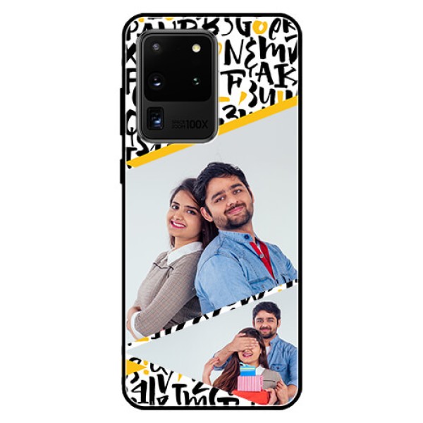 Galaxy S20 Ultra Custom Glass Mobile Case - Letters Pattern Design Galaxy S20 Ultra Custom Glass Mobile Case - Letters Pattern Design