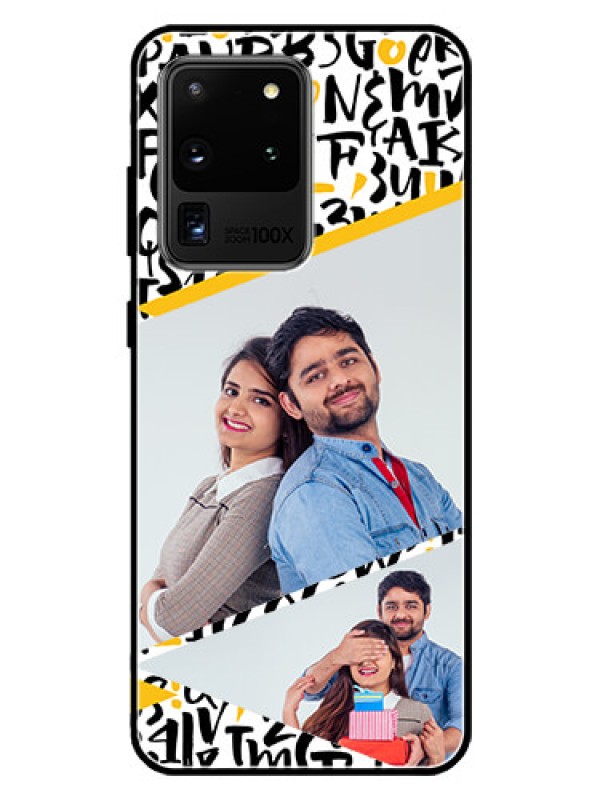 Custom Galaxy S20 Ultra Custom Glass Mobile Case  - Letters Pattern Design