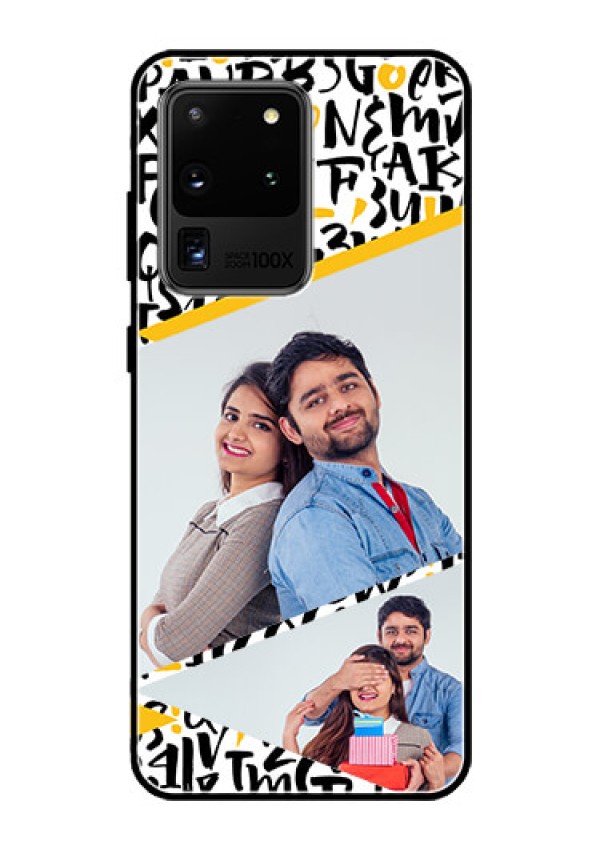 Galaxy S20 Ultra Custom Glass Mobile Case  - Letters Pattern Design