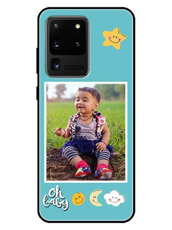 Custom Galaxy S20 Ultra Personalized Glass Phone Case  - Smiley Kids Stars Design