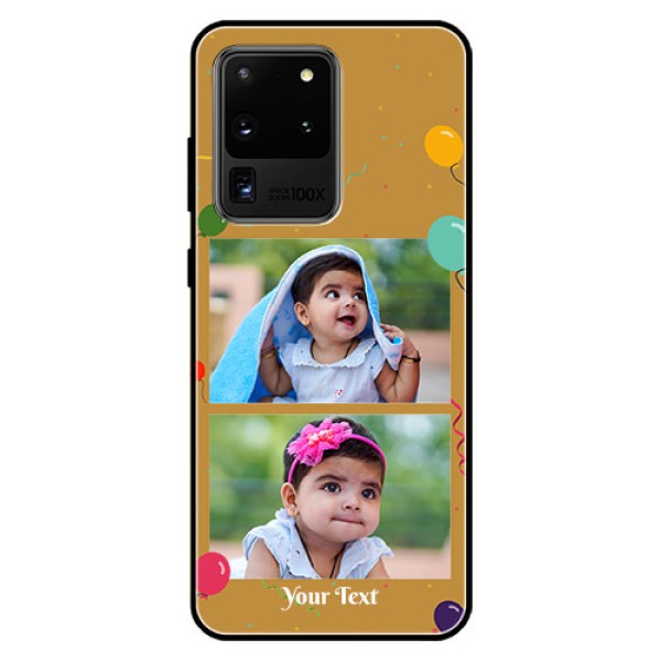 Galaxy S20 Ultra Personalized Glass Phone Case  - Image Holder with Birthday Celebrations Design