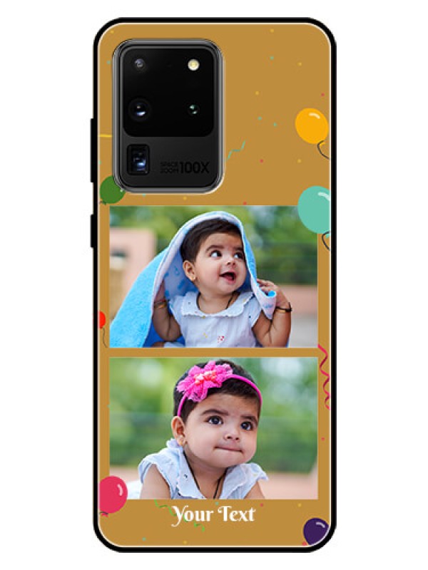 Custom Galaxy S20 Ultra Personalized Glass Phone Case  - Image Holder with Birthday Celebrations Design