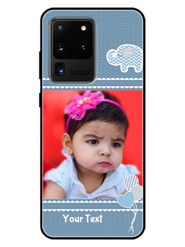 Custom Galaxy S20 Ultra Photo Printing on Glass Case  - with Kids Pattern Design