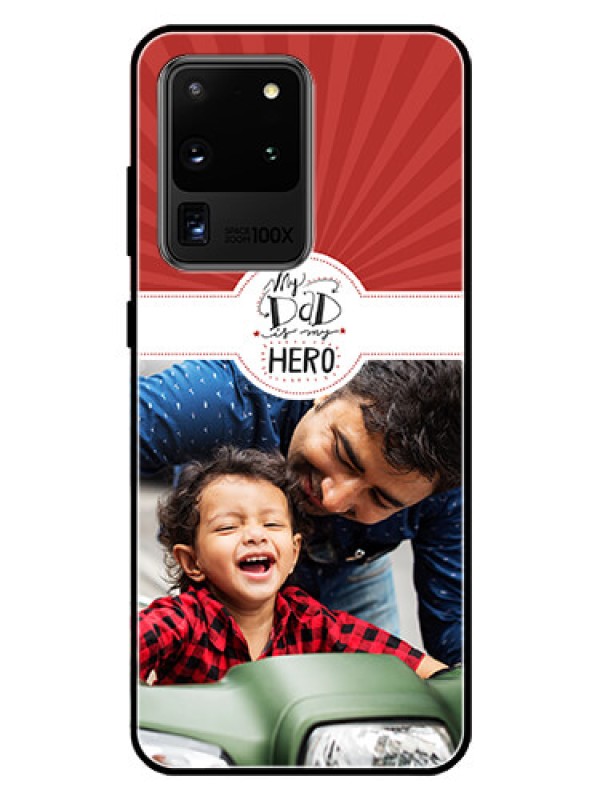 Custom Galaxy S20 Ultra Photo Printing on Glass Case  - My Dad Hero Design