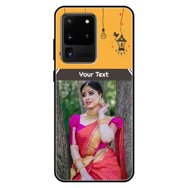 Galaxy S20 Ultra Custom Glass Mobile Case  - with Family Picture and Icons 