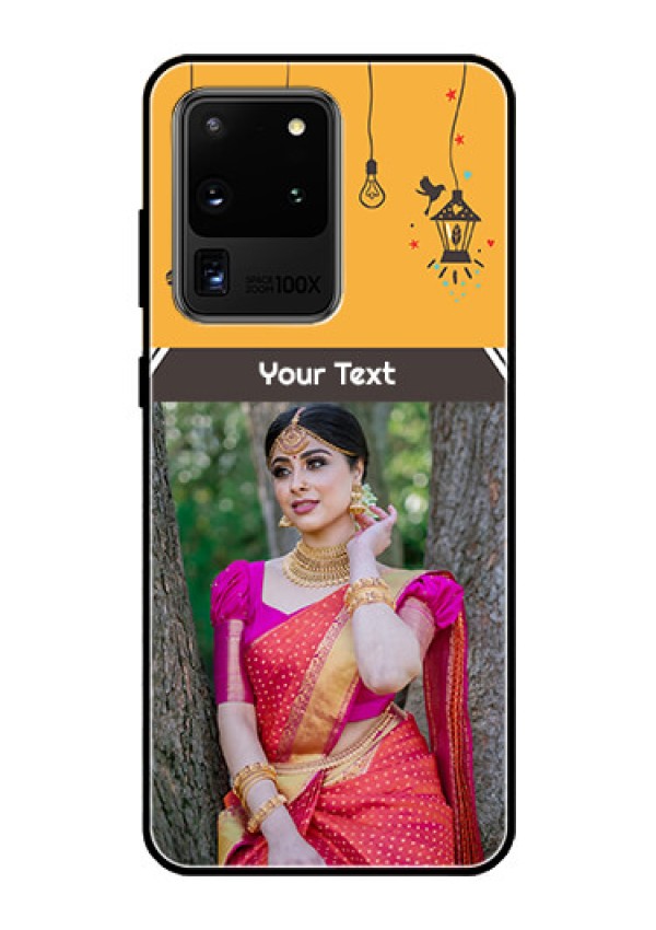 Galaxy S20 Ultra Custom Glass Mobile Case  - with Family Picture and Icons 