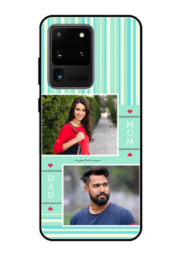 Galaxy S20 Ultra Custom Glass Phone Case  - Mom & Dad Pic Design