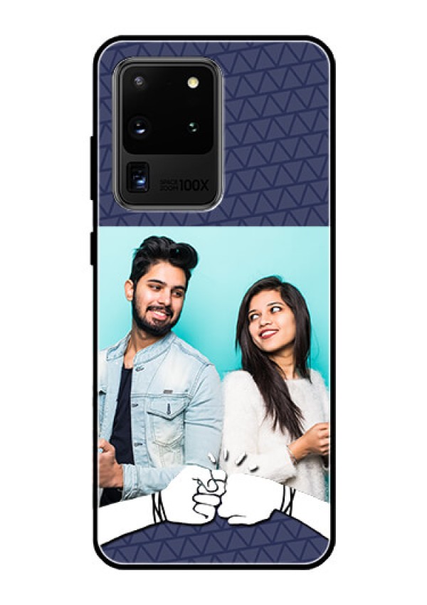 Galaxy S20 Ultra Photo Printing on Glass Case  - with Best Friends Design  