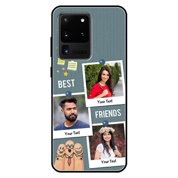 Galaxy S20 Ultra Personalized Glass Phone Case - Sticky Frames and Friendship Design Galaxy S20 Ultra Personalized Glass Phone Case - Sticky Frames and Friendship Design