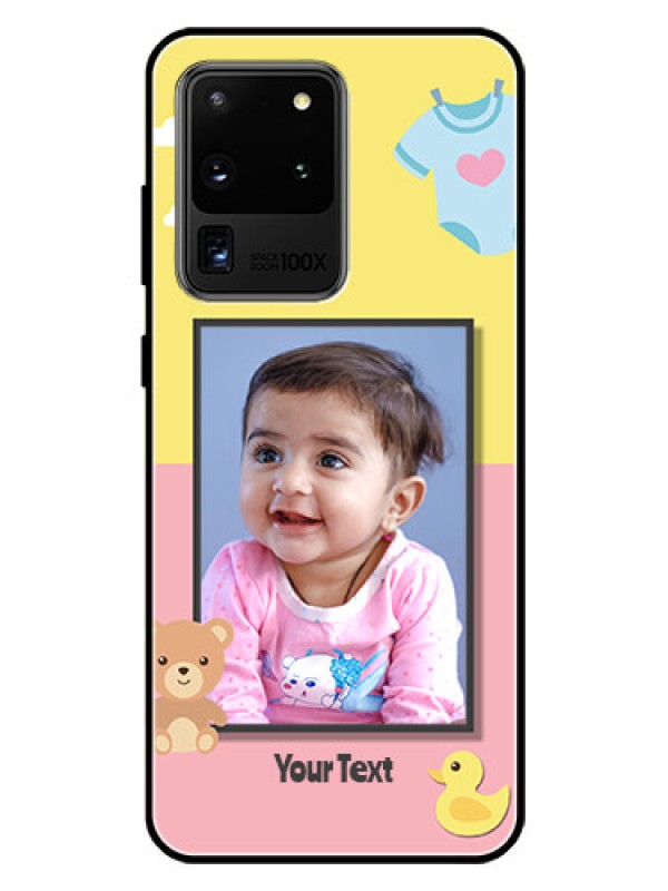 Custom Galaxy S20 Ultra Photo Printing on Glass Case  - Kids 2 Color Design