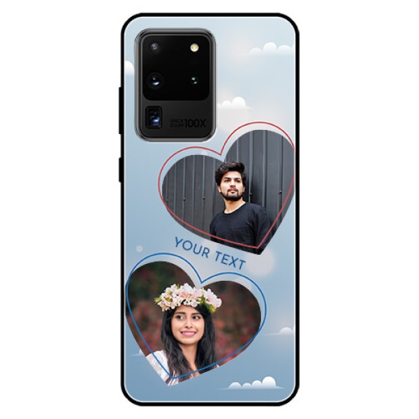 Galaxy S20 Ultra Custom Glass Mobile Case - Blue Color Couple Design Galaxy S20 Ultra Custom Glass Mobile Case - Blue Color Couple Design