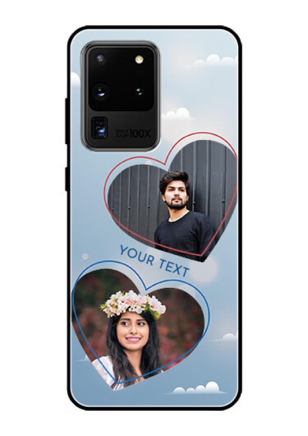 Galaxy S20 Ultra Custom Glass Mobile Case  - Blue Color Couple Design 