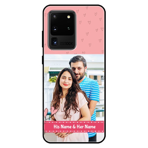 Galaxy S20 Ultra Personalized Glass Phone Case  - Love Design Peach Color