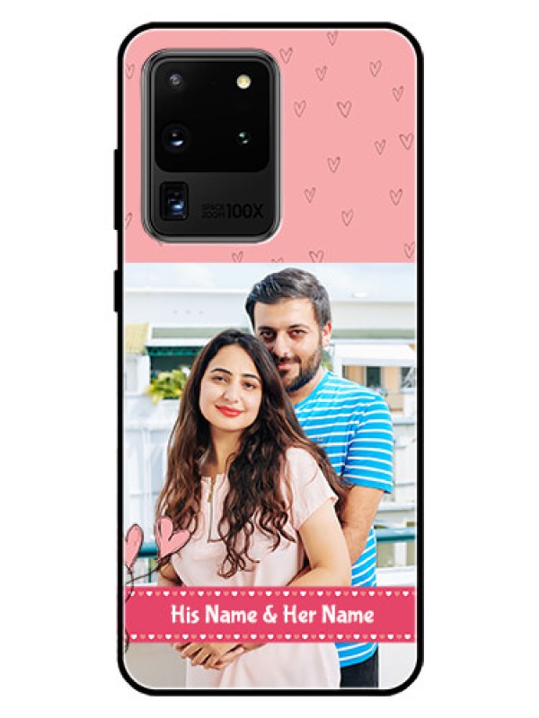 Custom Galaxy S20 Ultra Personalized Glass Phone Case  - Love Design Peach Color