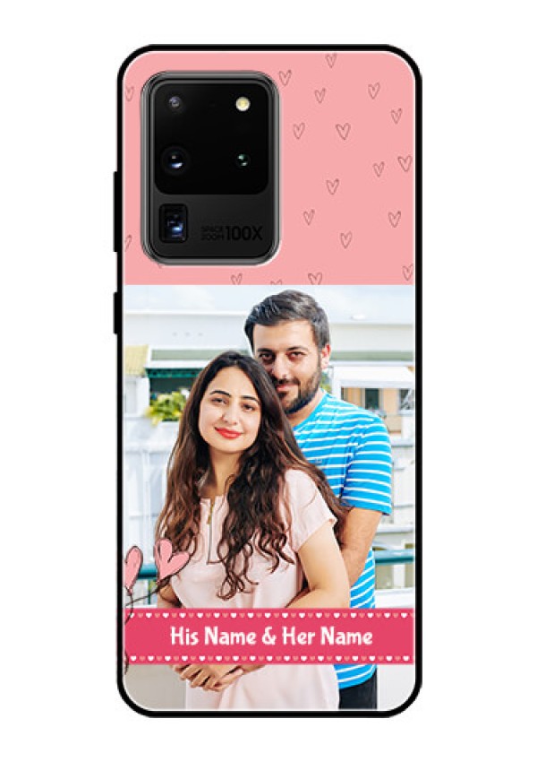 Galaxy S20 Ultra Personalized Glass Phone Case  - Love Design Peach Color