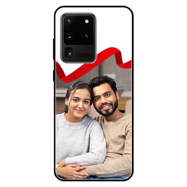 Galaxy S20 Ultra Photo Printing on Glass Case - Red Ribbon Frame Design Galaxy S20 Ultra Photo Printing on Glass Case - Red Ribbon Frame Design