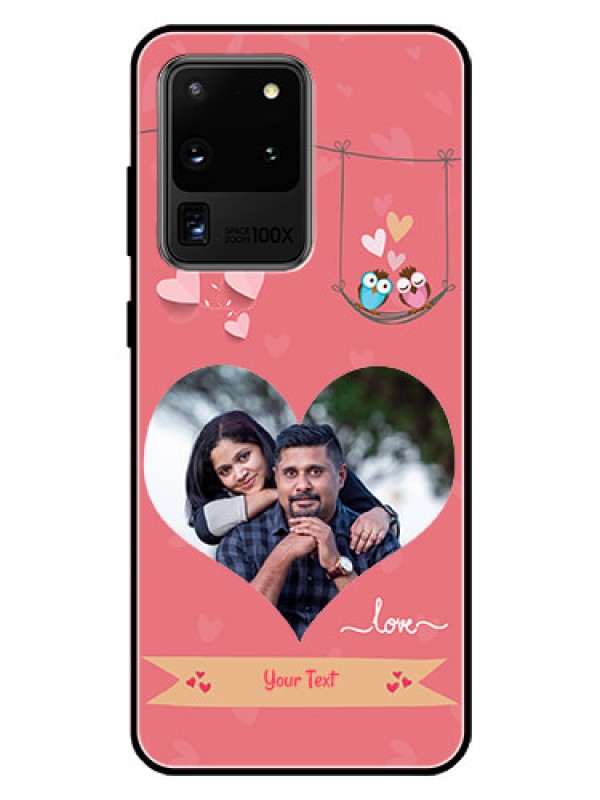 Custom Galaxy S20 Ultra Personalized Glass Phone Case  - Peach Color Love Design 
