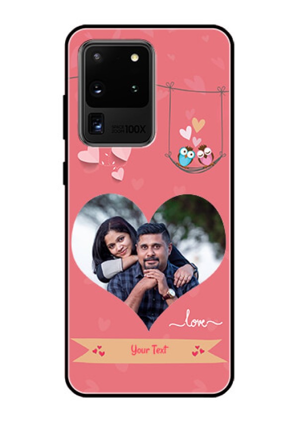 Galaxy S20 Ultra Personalized Glass Phone Case  - Peach Color Love Design 