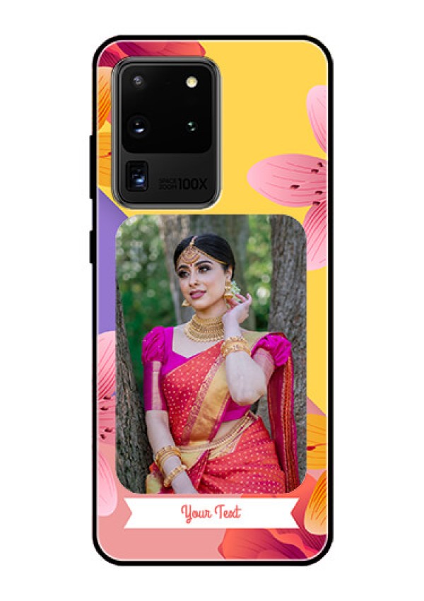 Galaxy S20 Ultra Custom Glass Mobile Case  - 3 Image With Vintage Floral Design