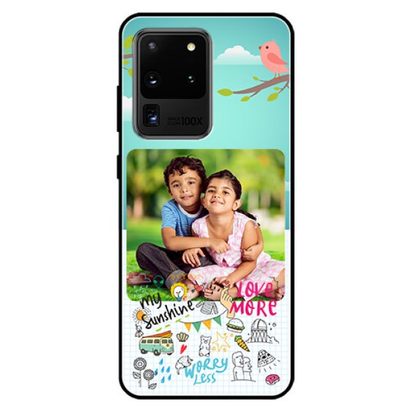 Galaxy S20 Ultra Photo Printing on Glass Case  - Doodle love Design