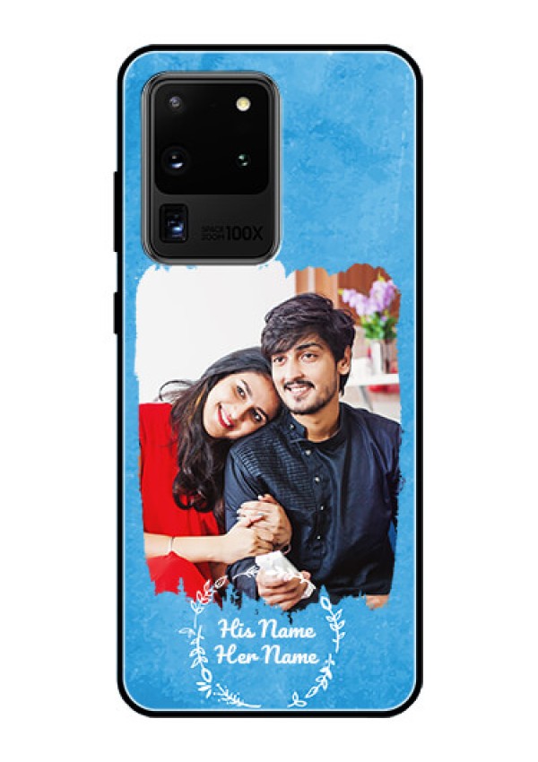 Galaxy S20 Ultra Custom Glass Phone Case - Blue Color Vintage Design