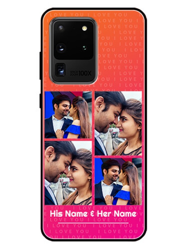 Custom Galaxy S20 Ultra Custom Glass Phone Case  - I Love You Pink Design