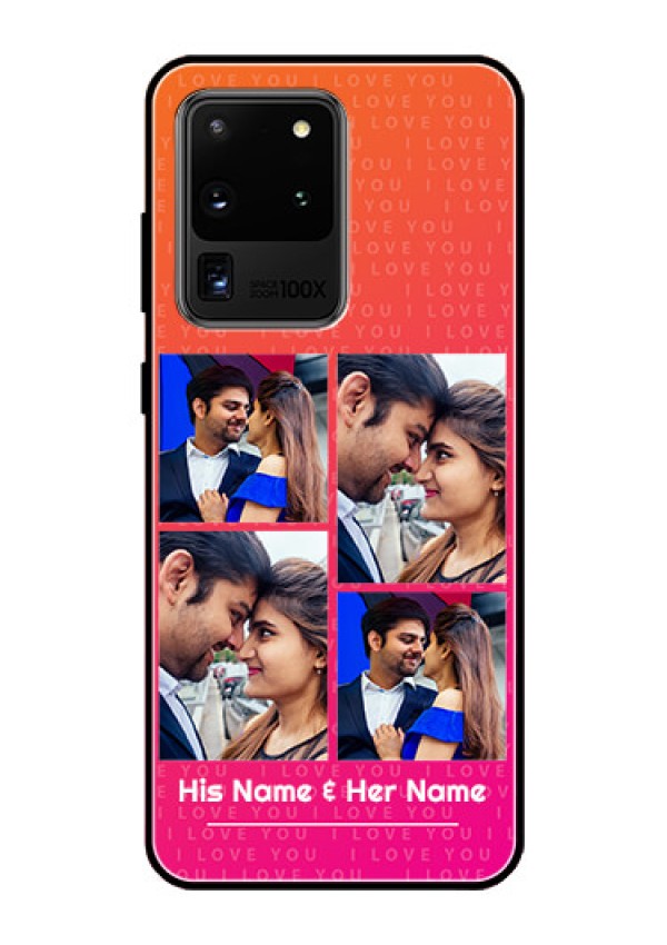 Galaxy S20 Ultra Custom Glass Phone Case  - I Love You Pink Design