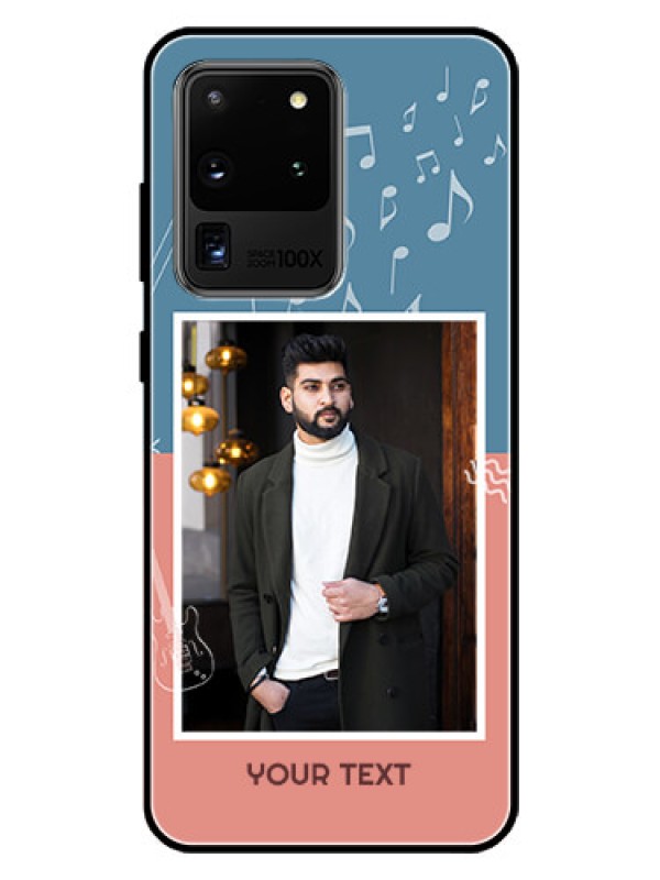 Custom Galaxy S20 Ultra Photo Printing on Glass Case  - with Color Musical Note Design
