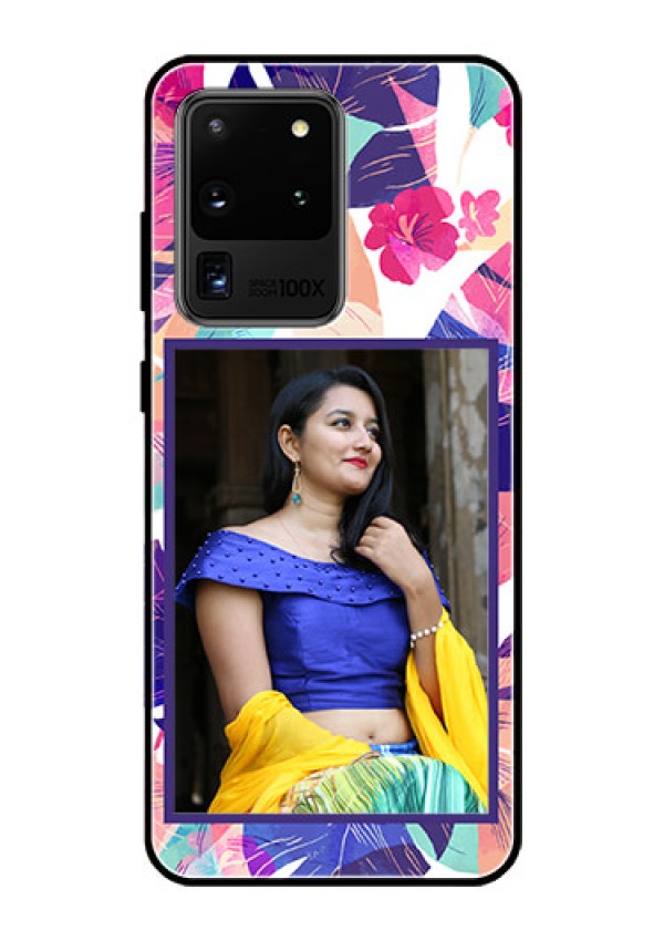 Galaxy S20 Ultra Custom Glass Mobile Case  - Abstract Floral Design