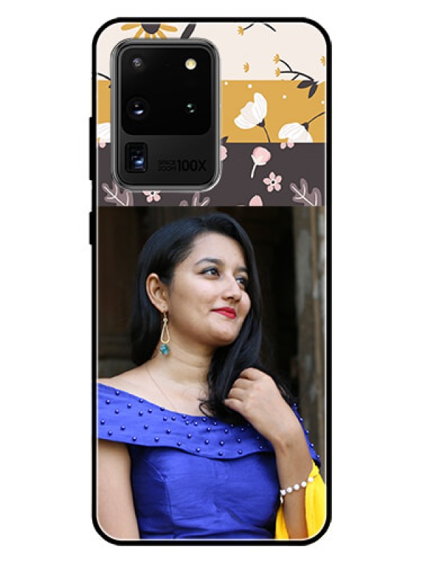 Custom Galaxy S20 Ultra Custom Glass Phone Case  - Stylish Floral Design