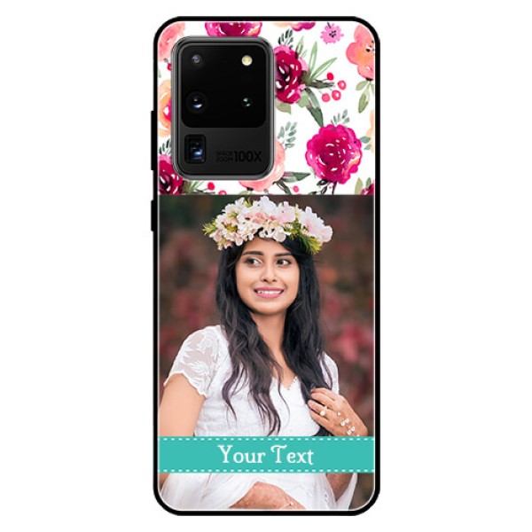 Galaxy S20 Ultra Custom Glass Phone Case  - Watercolor Floral Design