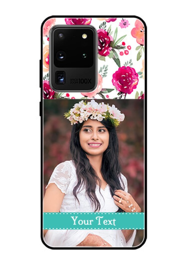 Galaxy S20 Ultra Custom Glass Phone Case  - Watercolor Floral Design