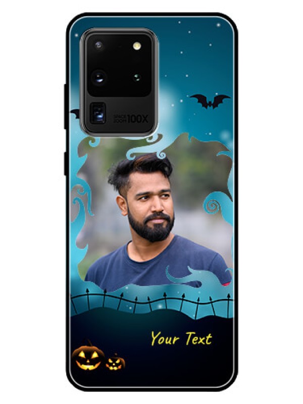 Custom Galaxy S20 Ultra Custom Glass Phone Case  - Halloween frame design