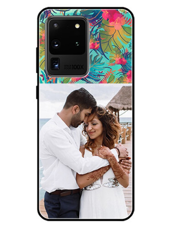 Custom Galaxy S20 Ultra Photo Printing on Glass Case  - Watercolor Floral Design