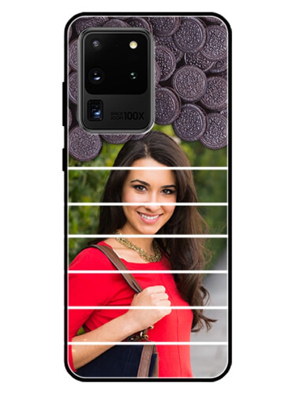 Custom Galaxy S20 Ultra Custom Glass Phone Case  - with Oreo Biscuit Design