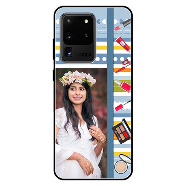 Galaxy S20 Ultra Personalized Glass Phone Case - Makeup Icons Design Galaxy S20 Ultra Personalized Glass Phone Case - Makeup Icons Design