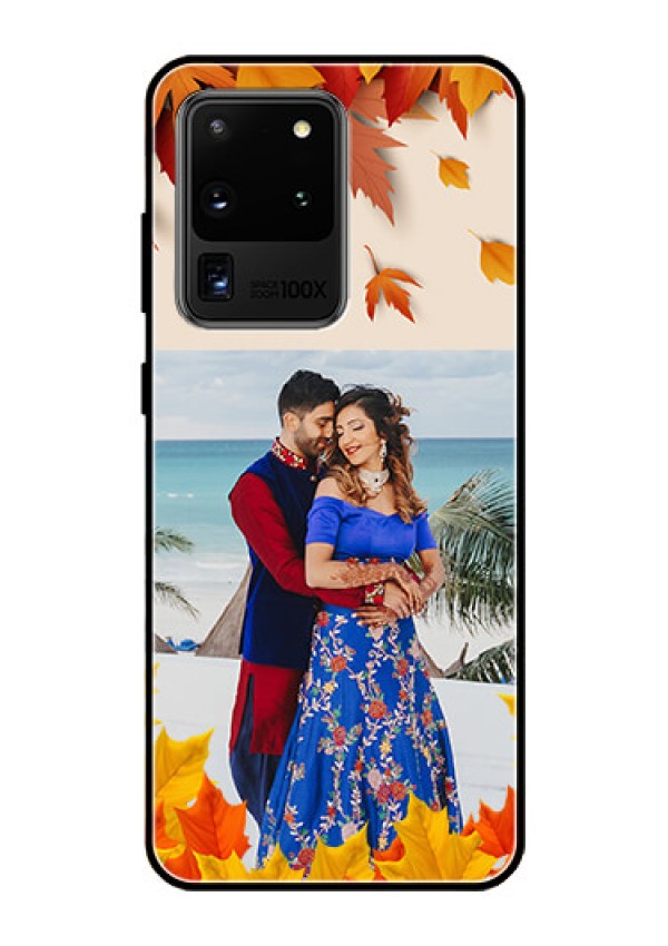 Galaxy S20 Ultra Photo Printing on Glass Case  - Autumn Maple Leaves Design