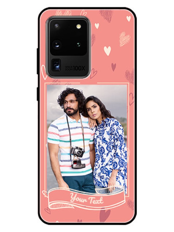 Custom Galaxy S20 Ultra Custom Glass Phone Case  - Love doodle art Design