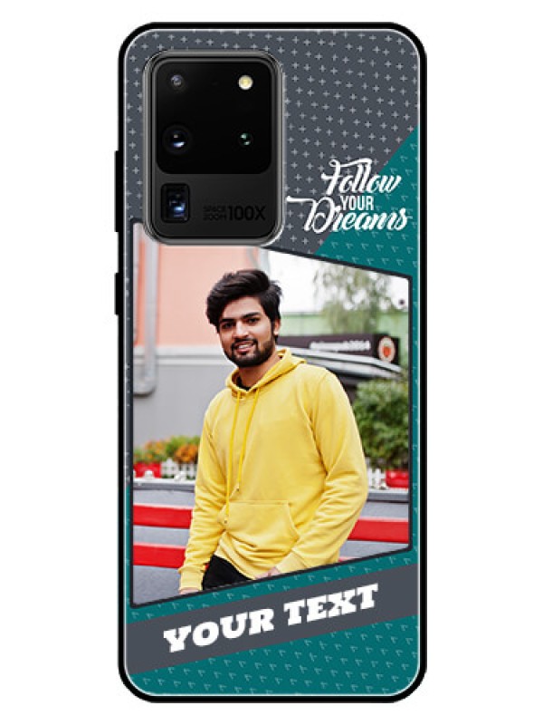 Custom Galaxy S20 Ultra Personalized Glass Phone Case  - Background Pattern Design with Quote