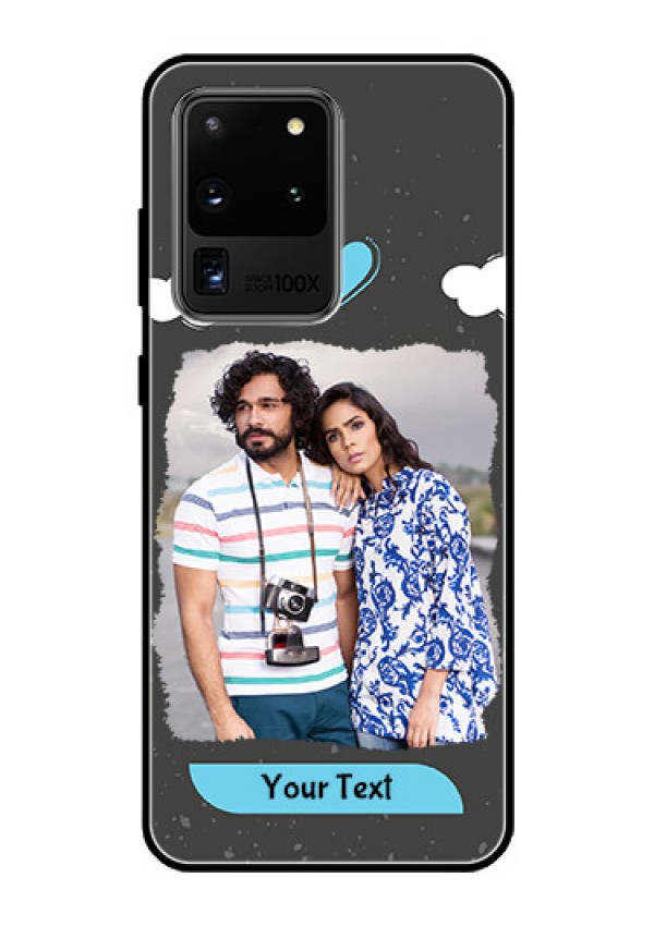 Galaxy S20 Ultra Custom Glass Phone Case  - Splashes with love doodles Design