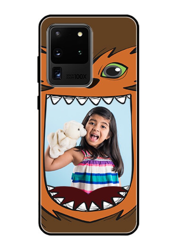 Galaxy S20 Ultra Photo Printing on Glass Case  - Owl Monster Back Case Design