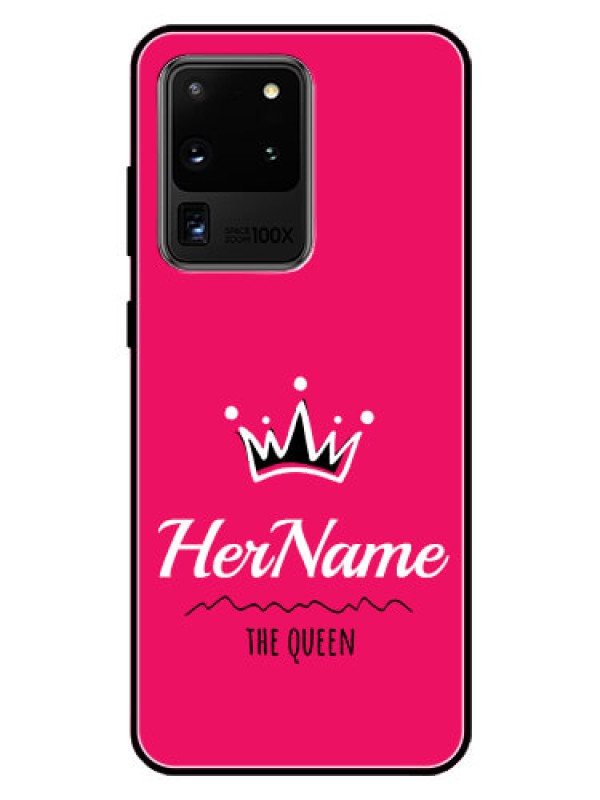 Custom Galaxy S20 Ultra Glass Phone Case Queen with Name