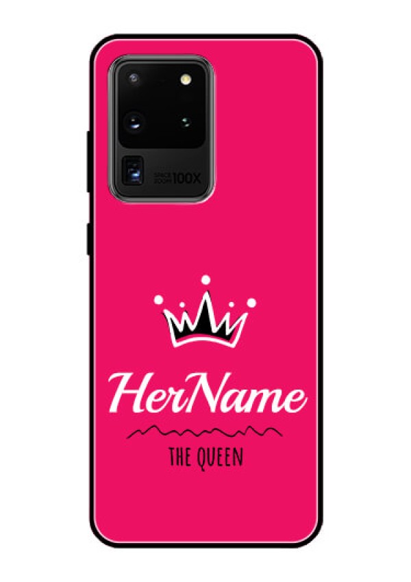 Galaxy S20 Ultra Glass Phone Case Queen with Name