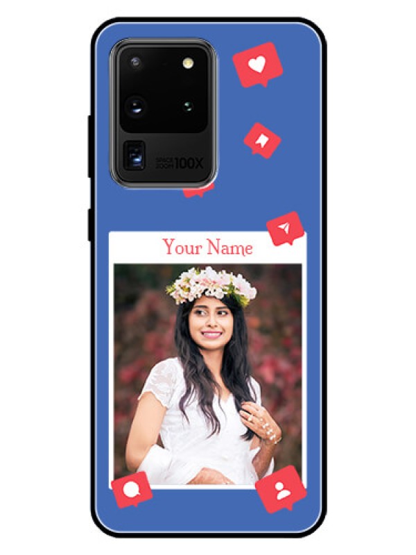 Custom Galaxy S20 Ultra Custom Glass Phone Case - Like Share And Comment Design